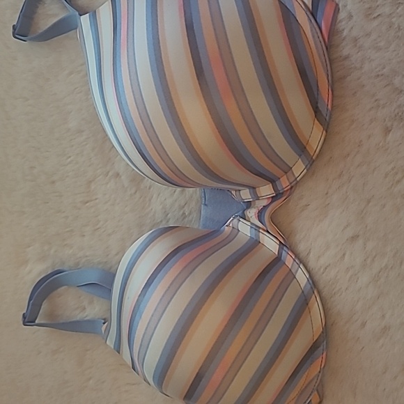 Victorias Secret Underwire Bra 32DD Blue Pink White Stripes - Picture 2 of 10